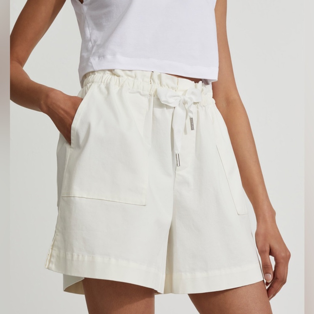 Varley Cream High Waist Shorts with Relaxed Fit